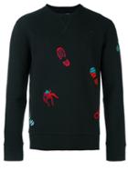 Lanvin Embroidered Spider Footprint Sweatshirt, Men's, Size: Small, Black, Cotton/polyamide