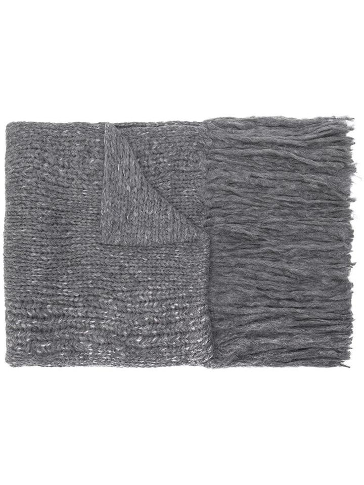 Maison Flaneur Fringed Oversized Scarf - Grey