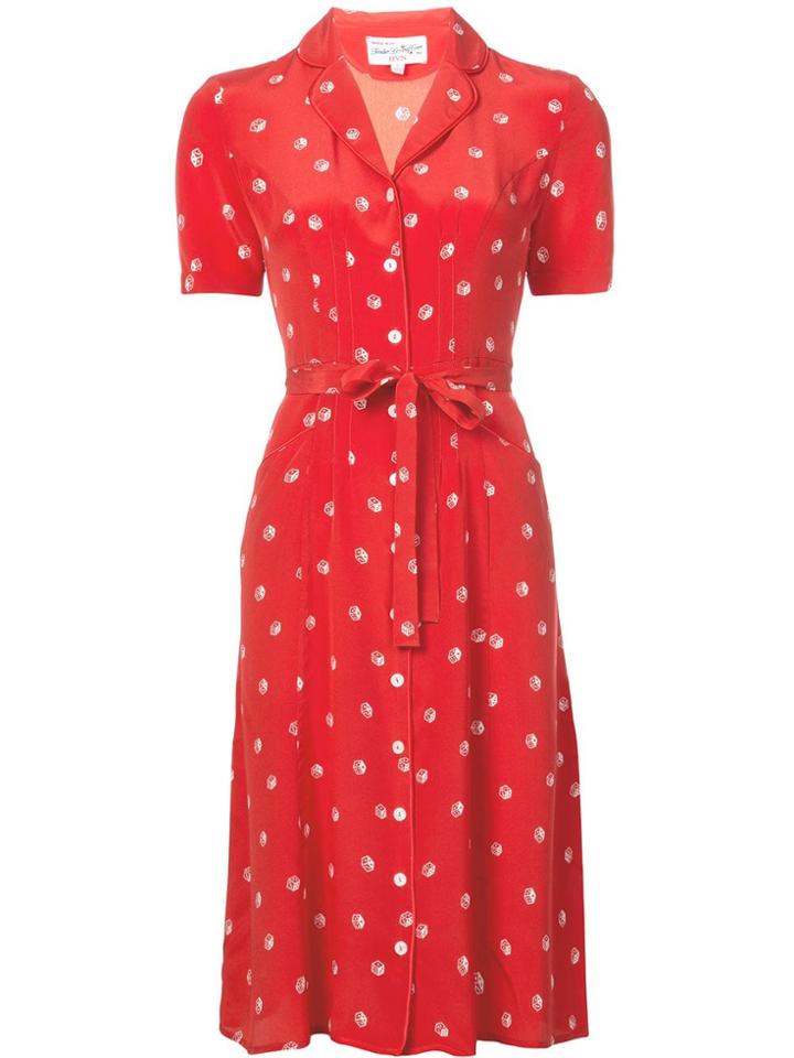 Harley Viera Newton Printed Tie Waist Shirt Dress - Red