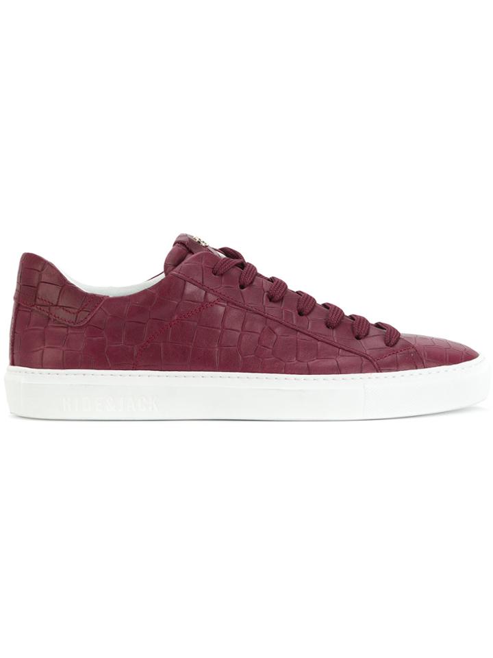 Hide & Jack Lace Up Croc Embossed Sneakers - Pink & Purple
