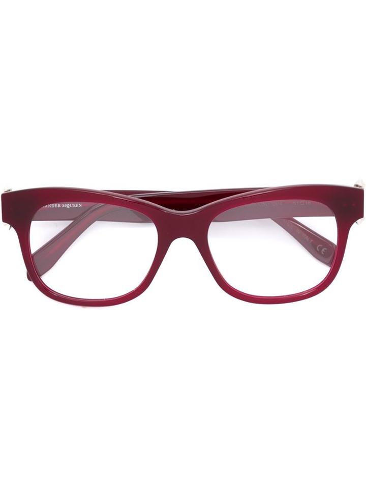 Alexander Mcqueen Square Frame Glasses, Red, Acetate/metal (other)