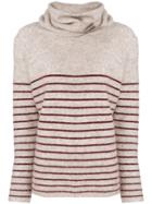 Mes Demoiselles Striped Roll-neck Sweater - Nude & Neutrals