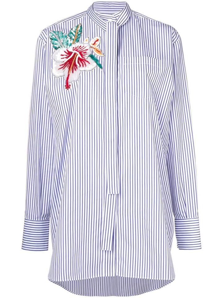 Valentino Sequin Floral Poplin Shirt - White