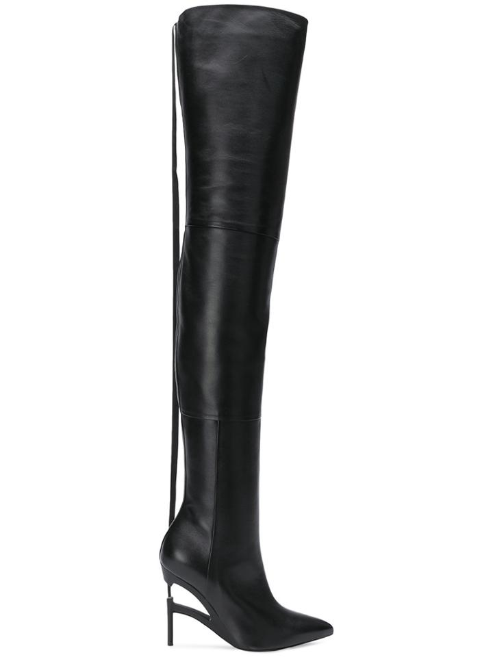 Unravel Project Stiletto Over The Knee Boots - Black