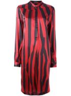 Ann Demeulemeester Blanche Striped Button Front Dress, Women's, Size: 38, Red, Silk