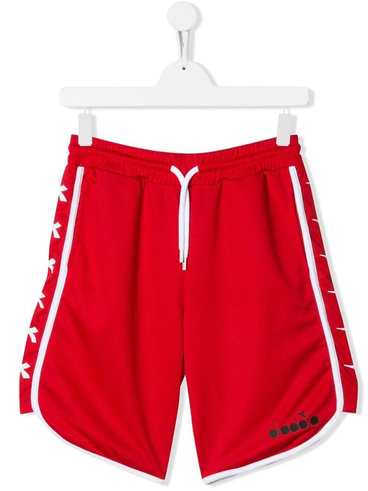 Diadora Junior Teen Contrast Piping Track Shorts - Red