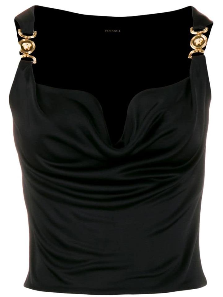 Versace Medusa Hardware Draped Vest - Black