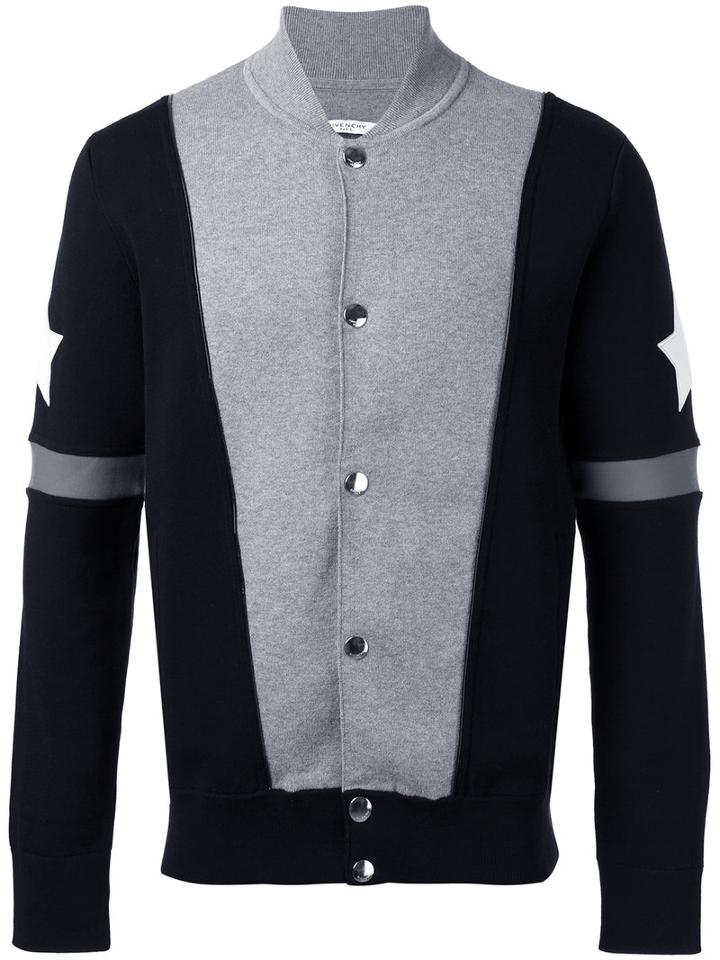 Givenchy Stars And Stripe Knitted Cardigan, Men's, Size: Xs, Grey, Spandex/elastane/polyamide/cotton