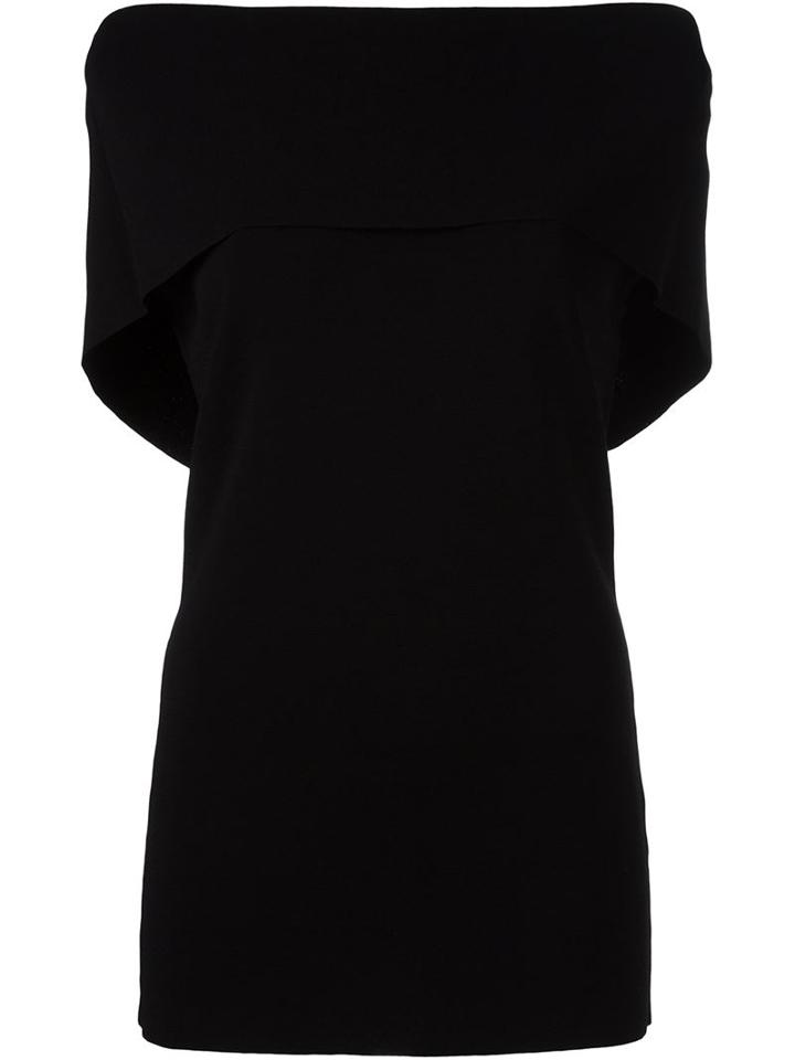 Osman Fold-over Neckline Top, Women's, Size: Small, Black, Viscose/polyester