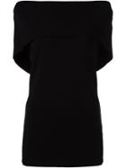 Osman Fold-over Neckline Top, Women's, Size: Small, Black, Viscose/polyester