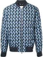Printed Bomber Jacket - Men - Polyamide - 52, Blue, Polyamide, Cerruti 1881