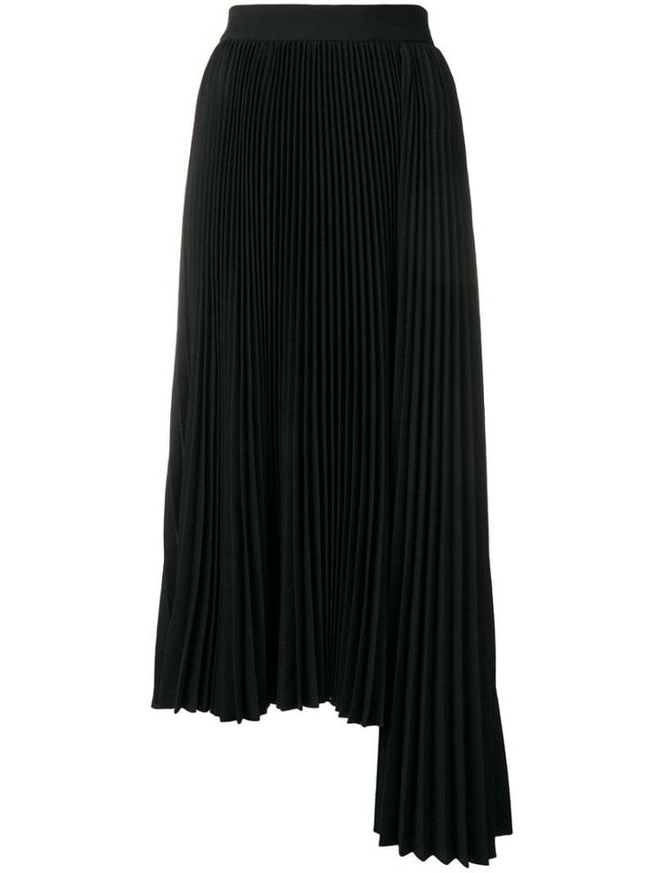 Msgm Pleated Asymmetric Skirt - Black