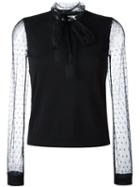 Red Valentino Polka-dots Sheer Longsleeved Sweater, Women's, Size: Xs, Black, Silk/polyamide/cashmere