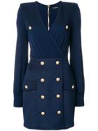 Balmain Embellished Button Dress - Blue