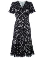 Dolce & Gabbana Polka Dot Lace Trim Dress, Women's, Size: 42, Black, Silk/cotton/spandex/elastane