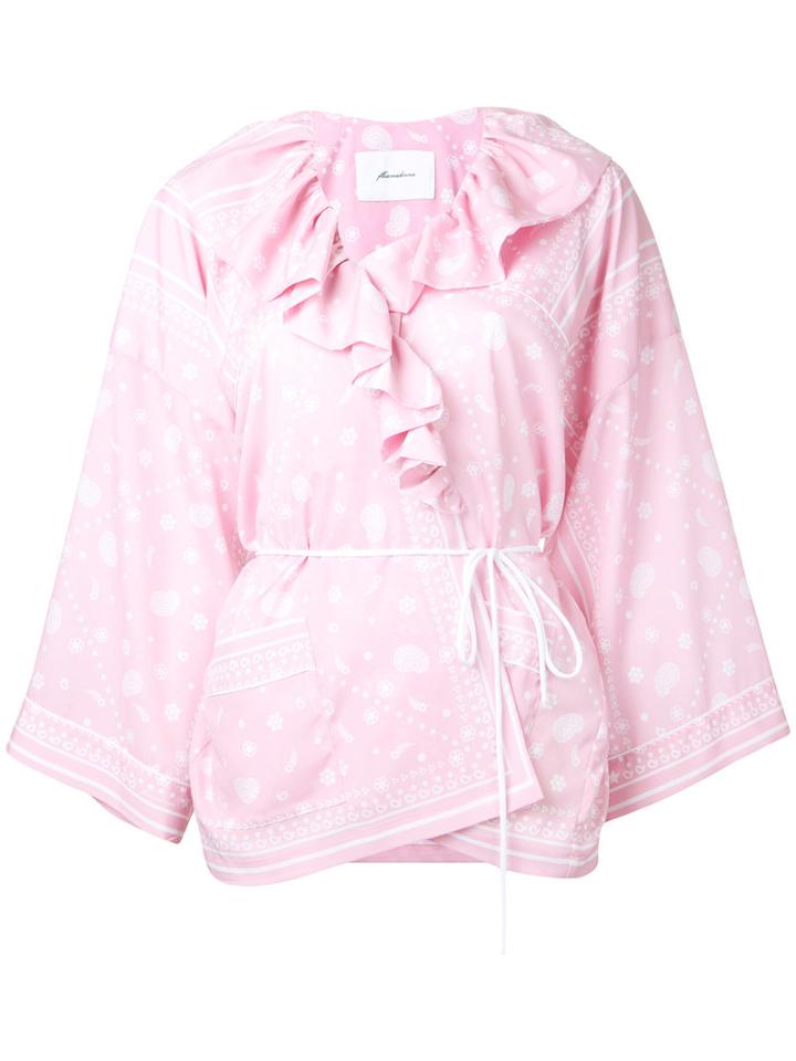 Fleamadonna - Paisley-print Ruffled Jacket - Women - Polyester - M, Pink/purple, Polyester