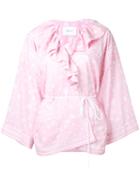 Fleamadonna - Paisley-print Ruffled Jacket - Women - Polyester - M, Pink/purple, Polyester