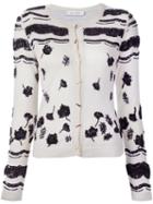 Prabal Gurung Sequin Embroidery Cardigan, Women's, Size: Medium, White, Cashmere