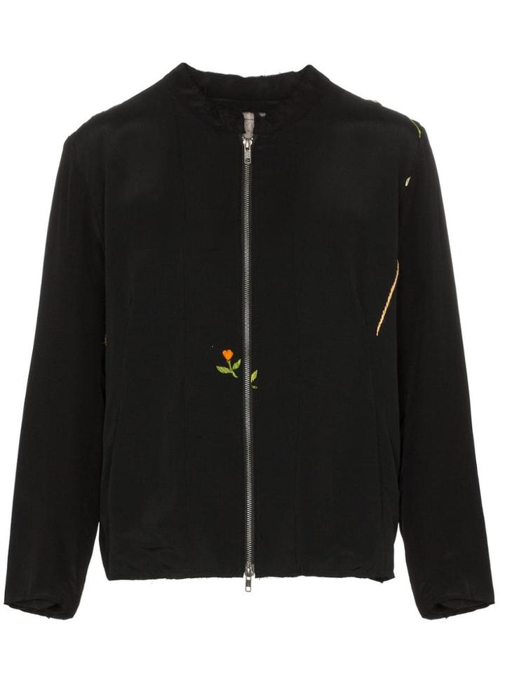 By Walid Floral Embroidered Bomber Jacket - Black