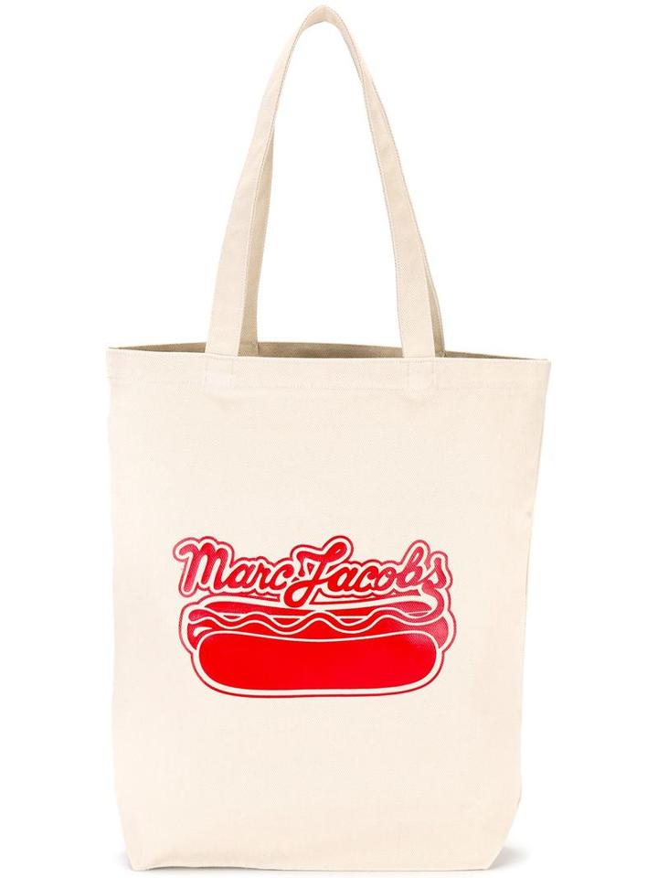 Marc Jacobs Logo Hot Dog Print Tote, Men's, Nude/neutrals, Cotton