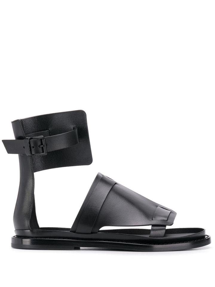 Ann Demeulemeester Flat Gladiator Sandals - Black