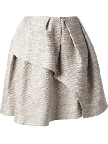 Carven Pleated Tweed Wrap Skirt