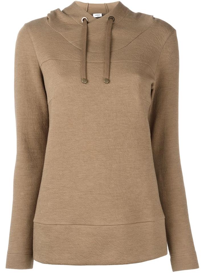 Akris Punto Drawstring Hoodie, Women's, Size: 38, Brown, Cotton/polyamide