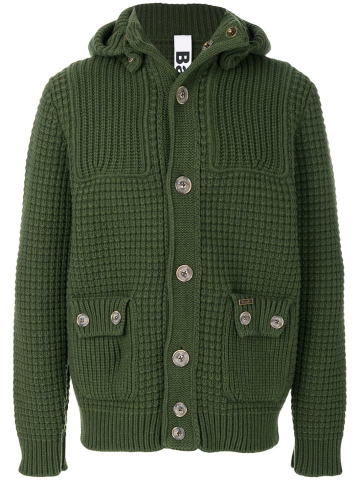 Bark Waffle Knit Cardigan - Green