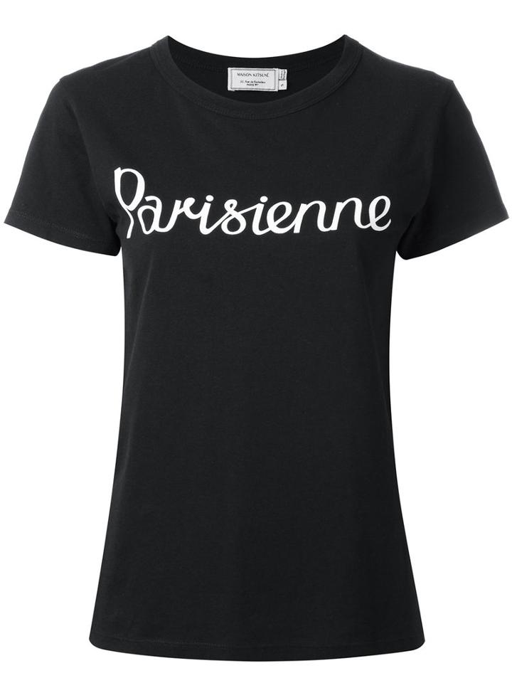 Maison Kitsuné 'parisienne' Print T-shirt, Women's, Size: Medium, Black, Cotton