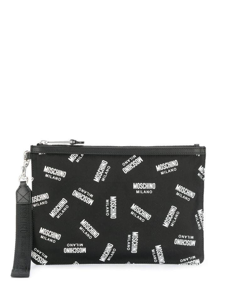 Moschino Monogram Printed Clutch - Black