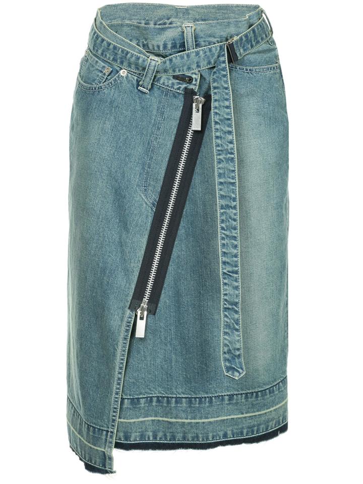 Sacai Asymmetric Zipped Skirt - Blue