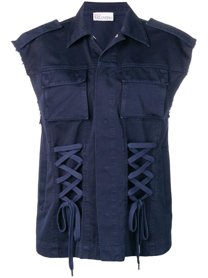 Red Valentino Lace-up Detailed Gilet - Blue