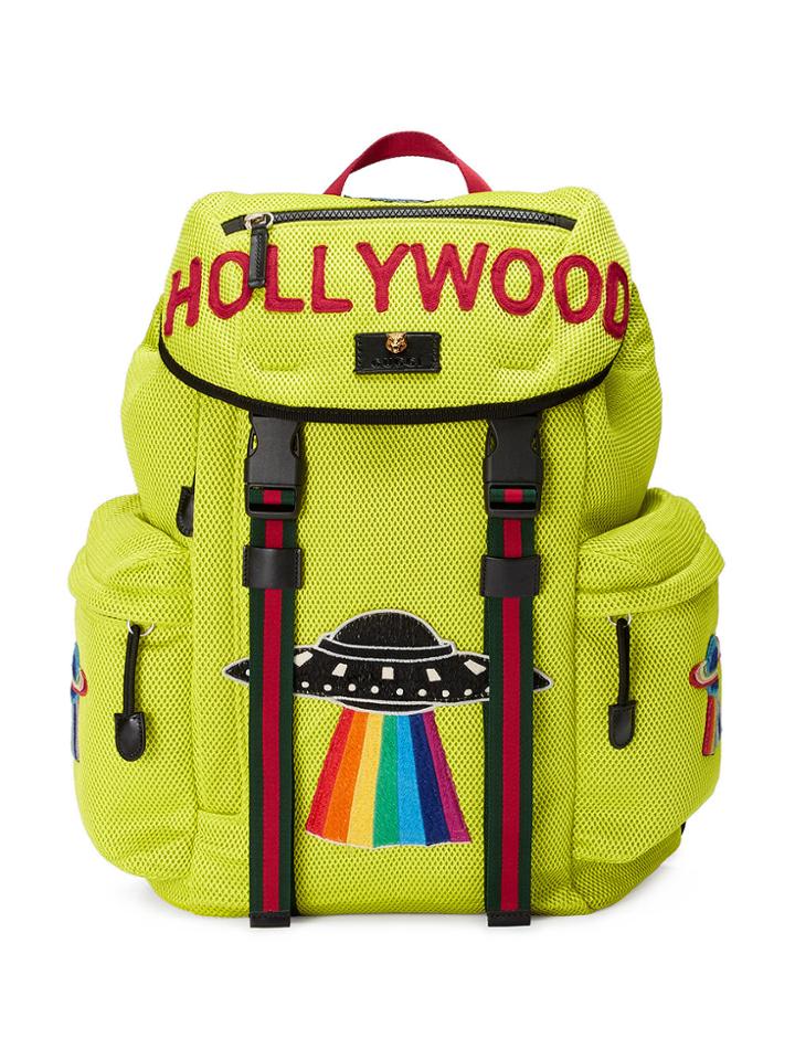 Gucci Mesh Backpack With Embroidery - Yellow & Orange