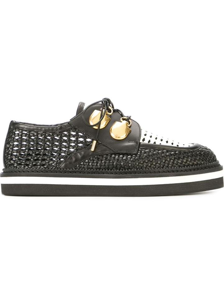 Alexander Mcqueen Woven Lace-up Shoes, Women's, Size: 40, Black, Calf Leather/leather/rubber/metal