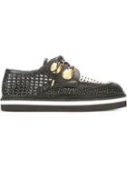 Alexander Mcqueen Woven Lace-up Shoes, Women's, Size: 40, Black, Calf Leather/leather/rubber/metal