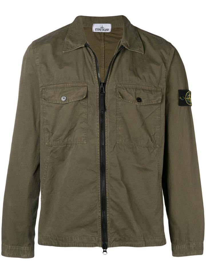 Stone Island Shirt-style Zip Jacket - Green