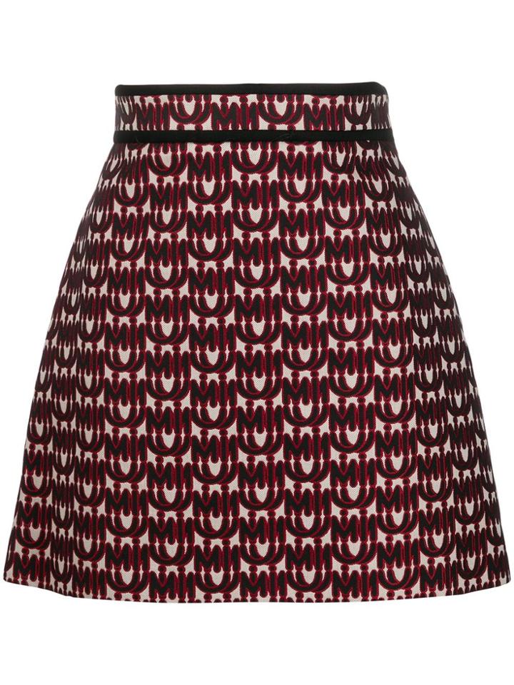 Miu Miu Logo Print Mini Skirt - Red