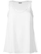 Brunello Cucinelli Layered Frayed Trim Top, Women's, Size: Medium, White, Silk/acetate/polyamide