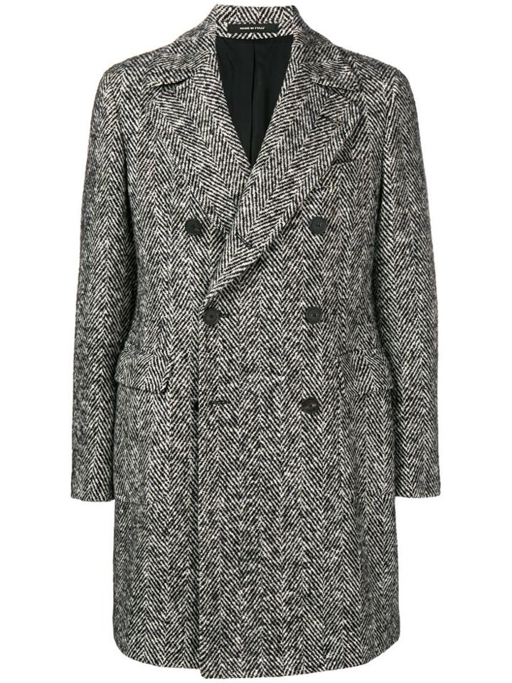 Tagliatore Chevron Double-breasted Coat - Black
