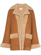 Natasha Zinko Graphic Print Shearling Jacket - Brown