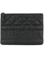 Diesel Logo Quilted Clutch Bag - Black