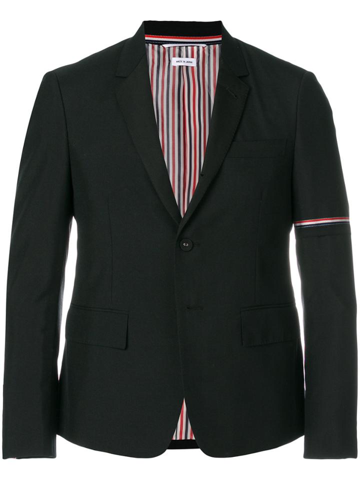 Thom Browne Signature Stripe Appliqué Blazer - Black