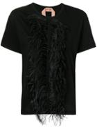 Nº21 Feather Embellished T-shirt - Black