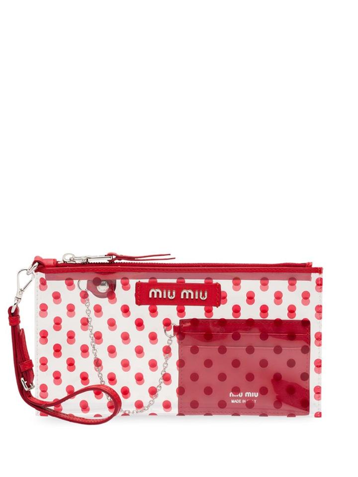 Miu Miu Printed Plexiglass Pouch - Red