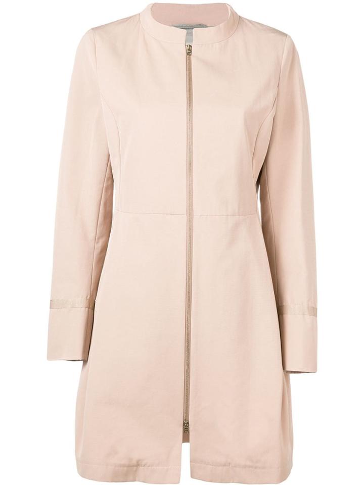 Herno Structured Front Zip Coat - Neutrals