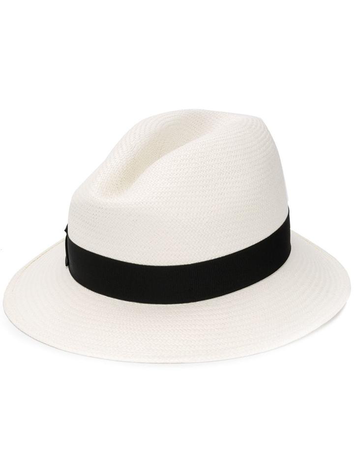 Borsalino Narrow Brim Straw Hat - White