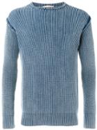 Maison Flaneur Ribbed Sweater, Men's, Size: 50, Blue, Cotton