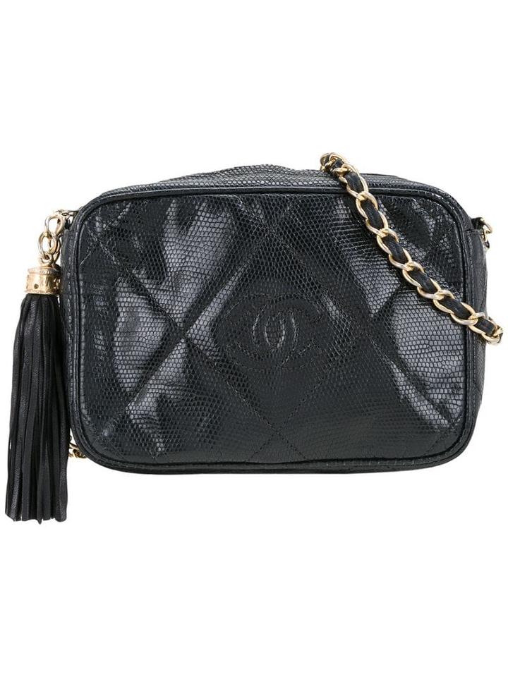 Chanel Pre-owned Cc Stitch Fringe Chain Bag - Black