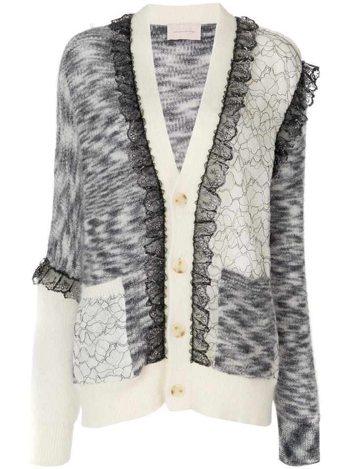 Christopher Kane Asymmetric Lace Detail Cardigan - Grey