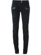 Balmain Skinny Biker Jeans, Women's, Size: 40, Black, Cotton/spandex/elastane